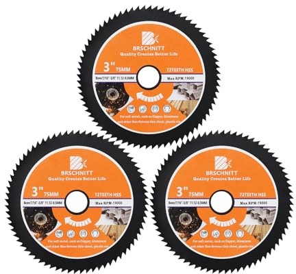 BRSCHNITT HSS Kreissägeblatt 75mm 11.12-9.5mm Bohrung Trennscheiben für Holz, Kupfer, Aluminium, Kunststoff und Weichmetall 3 Stück