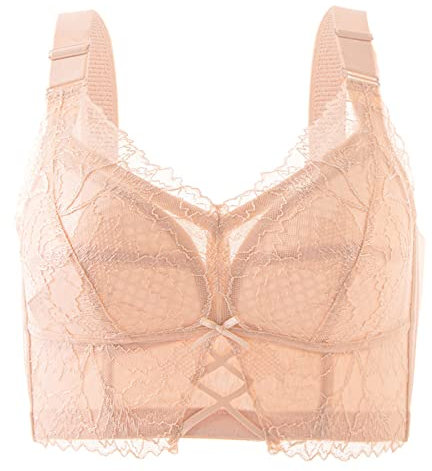 Generico Reggiseno Silicone Adesivo Seno Grande Reggiseno da Donna Sexy in Pizzo con Bretelle e Reggiseno (Senza Ferretto) Reggiseno in Silicone (Beige, 105C)