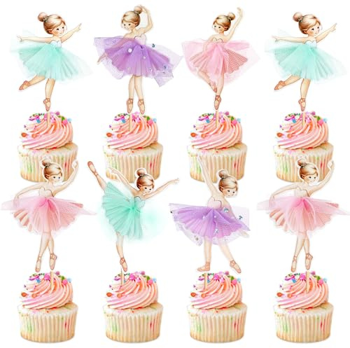 Blumomon 24 Stück Ballerina Tutu Cupcake Toppers Ballett Mädchen Cupcake Toppers Ballett Cupcake Dekoration Picks Für Ballerina Thema Baby Dusche Geburtstag Party Kuchen Dekoration Zubehör