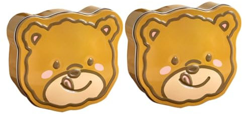 CIYODO 2pezzi Scatola Per Biscotti in Metallo Contenitore Per Biscotti Barattolo Per Caramelle Scatola Portaoggetti Motivo Orsetto Per Conservare Piccoli Articoli Vari e Regali