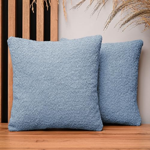 MG Design Set de 2 Fundas de cojín 35 x 35 cm Azul - Tacto Suave con Cremallera, Ideal para sofá, Cama y salón