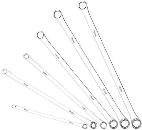 Juego de Llaves inglesas, Juego de 6 Piezas, Juego de Llaves de Caja extralargas, Juego de Llaves combinadas métricas de 8 mm a 19 mm, Llave de aviación Duradera CRV para reparación de autom