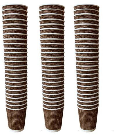 75 Disposable Paper Cups - Dark Brown Dotted Kraft Cups 8 OZ for Hot & Cold Drinks | Perfect for Tea, Coffee, Water, Juice | Ideal for Weddings, Birthdays, Christmas, Family Events & Parties