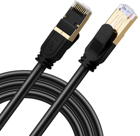 Cat 8 Ethernet Cable, 165ft 50M Heavy Duty High Speed Network LAN Patch Cord with Gold Plated RJ45 Connectors, 26AWG, 2000Mhz Indoor & Outdoor Internet Network Cable for Modem Router Gaming PC
