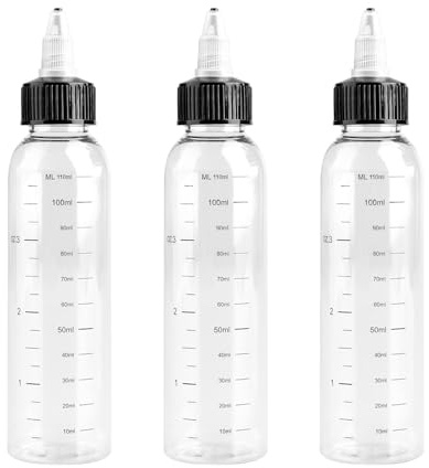 Bojueshaw 3pcs Hair Oil Applicator Bottles,120ml Squeeze Bottles with Graduated Marks & Caps for Hair Coloring,Essential Oils,Paints & DIY Crafts