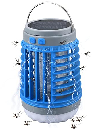Solar Insektenvernichter, 3in1 Multifunktions Fliegenfalle Elektrisch, USB Wiederaufladbare Mückenfalle, Mückenlampe UV-Licht Ungiftig Wasserdichtigkeit IP55 Für Im Innen- Und Außenbereich (B)