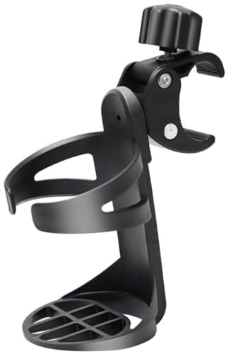 Portavasos para Silla de Ruedas y Andador Pinza Ajustable Negro | Pp Resistente, Uso en Bicicleta y Scooter, Compatible Botellas de Agua y Bebida