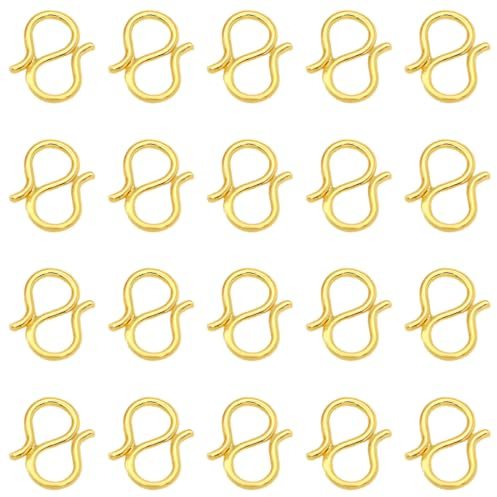 20 Stück Kettenverschluss Halsketten Armband Verschluss Ketten Schnallen Halskette S-Haken Schnallen Gold Verschlüsse Schmuck Erkenntnisse für DIY Schmuckherstellung (Gold)