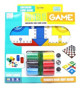 Tablero de Parchís y Damas, 35x35 cm con fichas, Juego de Mesa Compacto para 4 Jugadores, Ideal para Viajes