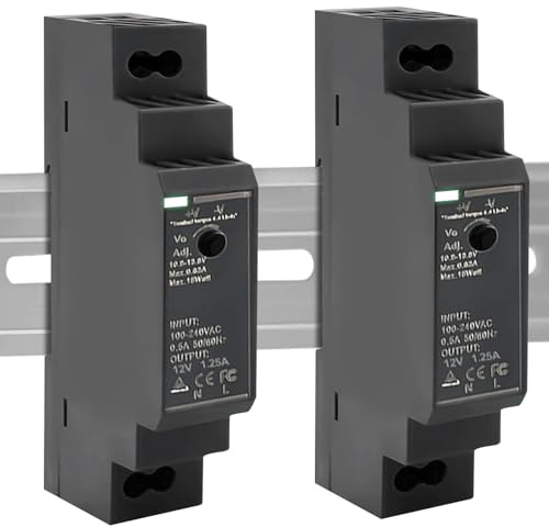 2 unidades de fuente de alimentación 12 V: 12 V CC 15 W 1,25 A, HDR-15-12, riel DIN para sistema de automatización industrial