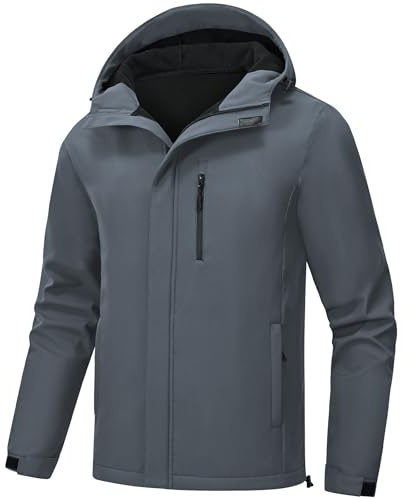 Huayuzh - Chaqueta softshell para hombre, chaqueta de invierno, impermeable, cortavientos, forro polar cálido, chaqueta para lluvia, senderismo, camping, XL
