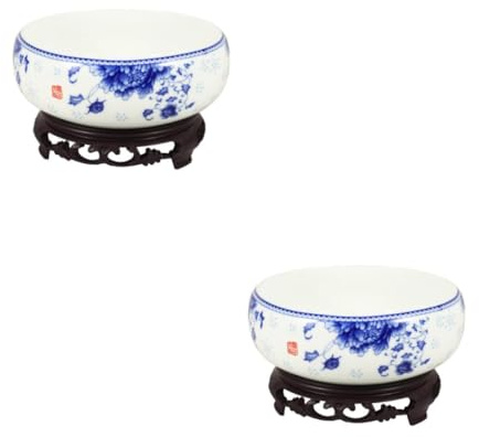 BESPORTBLE 2 Ensembles Pot Céramique pour et Plantes Hydroponiques avec Réservoir Eau Décoration Intérieure et Extérieure Design Chinois Moyenne