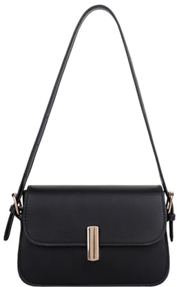 BUBEFSKD Bolso de hombro para mujer de cuero PU Axila silla de montar monedero monedero para el trabajo de citas Estructura interior versátil y funcional, Negro
