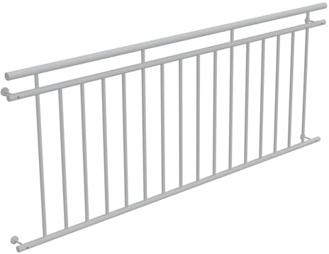 HAGO 24 | Balcón francés | Rejilla para ventana | Barandilla de acero | 225 x 90 cm blanco | Barandilla de barandilla | Balcón Juliet | Barandilla | Balcón de salida | Ventana de barandilla