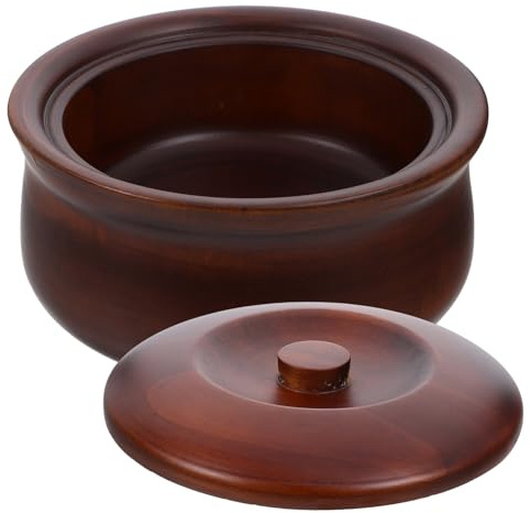 ARTSEWPLY Cuenco de Madera Maciza con Tapa Tamaño 17-18X75 CM Cuenco Decorativo para Ensalada y Sopa Adecuado para Uso Infantil y Preparación Cocina