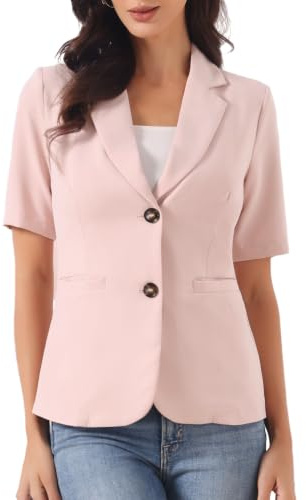 Allegra K Mujer Blazer Manga Corta Oficina Solapa de Muesca Chaqueta Traje