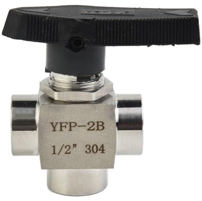 FACAIIO 3 Way Ball Valve 304 Stainless Steel BSPP Female Thread for Water Oil for Medium High Pressure Resistant G1/8 to G1/2