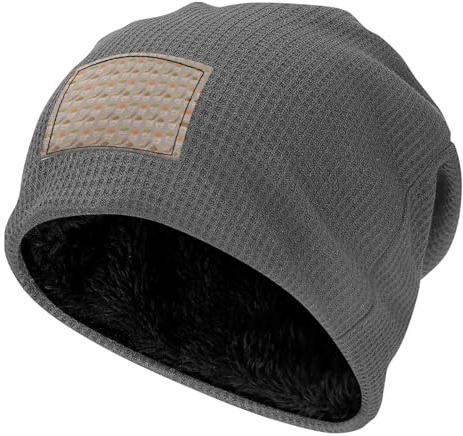 DUWAA Gorro elástico unisex con diseño de huevera, fideos y ramen, con forro polar cálido, para deportes al aire libre, uso diario, clima frío, gris, Talla única