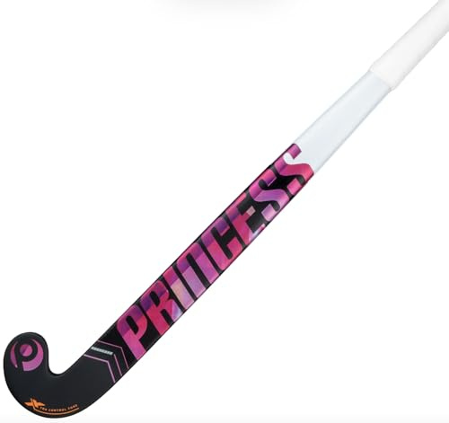Princess Rise Field Hockey Stick, Mid Bow and Low Bow, 15% and 25% Carbon, Outdoor, Unisex-Youth (Low Bow 20% Carbon, Pink On Black, 36.5)
