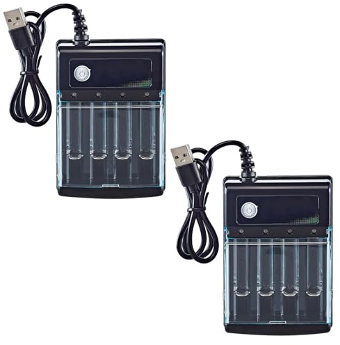 Chargeur Piles Alcalines 1,5V,Régénérateur Intelligent Pour Piles Aa Et Aaa, Boîtier à 4 Emplacements Coulissants Avec Indicateurs LED,Solution Pratique Pour L’entretien Et La Gestion Des Piles (2PCS)