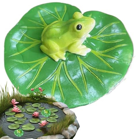 higyee Decoración De Jardín con Rana Flotante | Decoración de Paisaje con Resina Simulación Lindo - Rana Decorativa Estanque Jardín | Patio Acuario Piscina Estanque Peces Bebedero para Pájaros