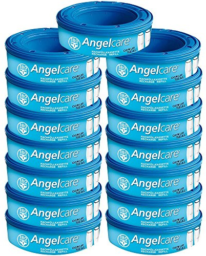 Angelcare Windeleimer Nachfüllpack Plus 15er Pack | Geruchsdichtes Original-Nachfüllpack für Angelcare Windeleimer