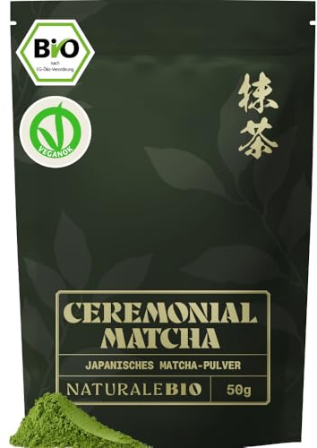 NaturaleBio Poudre de Matcha Bio Cérémonial Uji Japon Umami | 50 g. Matcha Uji moulu sur pierre, première récolte, pour thé traditionnel, matcha latte et iced matcha.