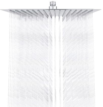 GRIFEMA, Soffione Doccia a Pioggia,Doccia Fisso Grande Quadrato, 30 x 30 cm, Acciaio, Cromo