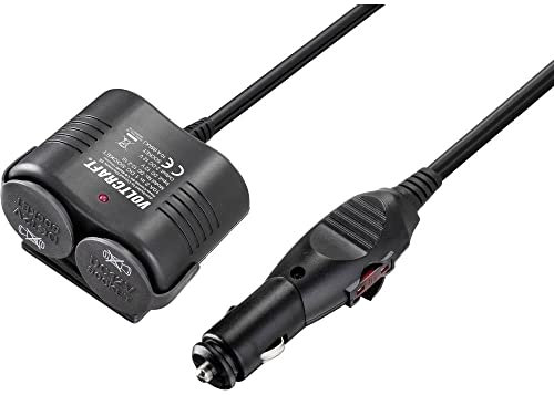 Voltcraft VC-11533030 DC 12-2.10 - Distribuidor de encendedor de cigarrillos, número de acopladores de cigarrillos, 2 x capacidad de carga máxima