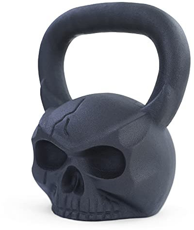 RAMROXX 20 kg Totenkopf Kettlebell - Ausgefallene Gusseisen Kugelhantel im Skull-Design
