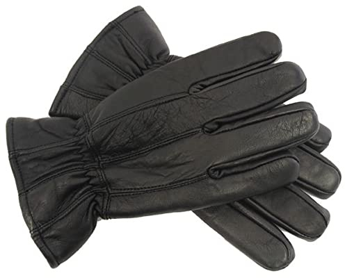 Men's Quality 100% Genuine Sheepskin Leather Fleece lined Gloves (Large/XLarge), Black