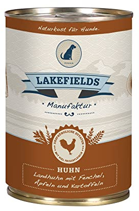 Lakefields MANUFAKTUR Nassfutter MENÜ Huhn 61% Fleischanteil für Hunde, Größe:24 x 400 g
