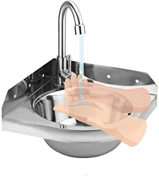 JIANFEI Edelstahl-Wandwaschbecken, Kleines Eckwaschbecken, Dreieckiges Waschbecken, Platzsparend Für Küche, Wohnmobil, Badezimmer, Öffentliche Orte (Farbe : Silver, Größe : B)