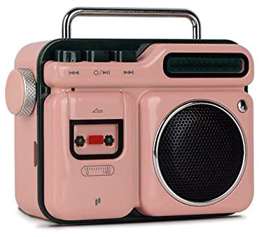 ZXNQ Vintage Wireless Bluetooth Speaker Portable Mini Outdoor Sports Audio Subwoofer Support Handsfree,Pink