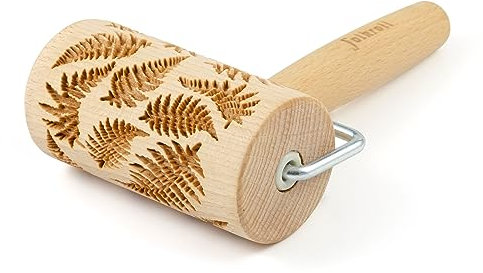 Folkroll Teigrolle Farn, Mini, 9.5 cm, Nudelholz, Prägerolle, Muster, Motiv, Rolle, Buchenholz, 337066