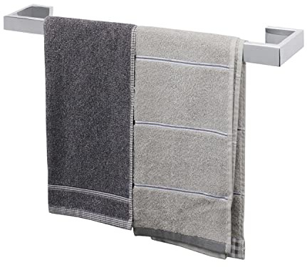 TocTen, Handtuchhalter mit quadratischer Bodenplatte, aus verstärktem Edelstahl SUS304, robuste Handtuchstange zur Wandmontage für das Badezimmer, Badaccessoire, in poliertem Chrom, 50,8 cm