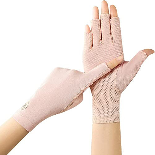 Sonnenschutzmittel Fingerlose Handschuhe Uv -Schutz Halbe Fingerhandschuhe Sommer Sonnenblöcke Handschuhe Fahren Reiten Fischerei Golf Frauen Mädchen Grau