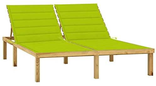 Homgoday Doppel-Sonnenliege und hellgrüne Kissen aus imprägniertem Kiefernholz, Stühle für den Außenbereich, Esszimmerstühle für den Garten, Gartenmöbel für den Außenbereich, Terrasse, Möbel E5
