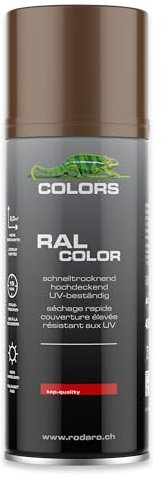COLORS Sprühlack - 400ml Spraydose - Sprühfarbe für alle Oberflächen, Innen und Aussenbereich, Tolle Deckkraft | RAL8011 - Nussbraun Glanz