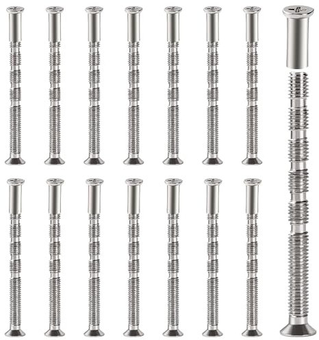 VooGenzek 15 Stück M5 Verbindung Schrauben mit Hülsen, Hülsenschrauben Vernickelter Stahl Verbindungsschrauben, mit Hülsen Abreißschraube für Schlüsselloch, Türgriff, Schrank, Schubladen