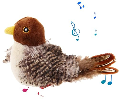 Aeutwekm Simulierter Zwitscher-Vogel, Katzenspielzeug, Simulationsvogel, Katzenspielzeug mit realistischem Klang und Bewegung, lustiges und stimulierendes Vogelspielzeug für Katzen für Indoor-Katzen