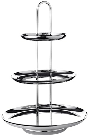 EDZARD Apus - Soporte para tartas (altura 40 cm, 3 pisos), acero inoxidable pulido