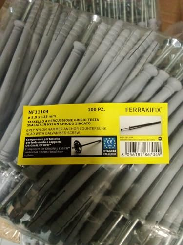 Tasselli a Percussione Pannelli Isolanti Muratura Piena Cartongesso Isolamento a Cappotto (diametro mm 8 x lunghezza mm 135 (100 pz))
