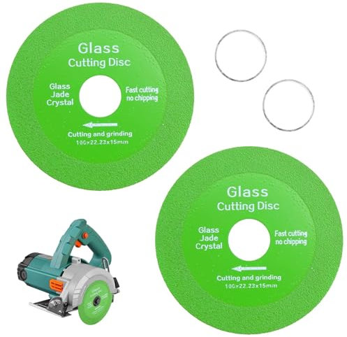 2 Pièces Disque Coupe Verre, 100mm Disque Diamant, Disque à Tronçonner Verre, Disque Diamant Carrelage, pour Couper et Polir Carreaux de Verre, Jade, Tuiles, Marbre, Granit, Calcaire (Ø 22,23 mm Vert)