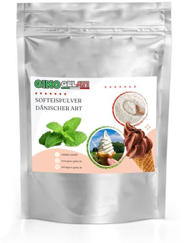 Gino Gelati Pfefferminze Dänisches Softeis Pulver 1 Kg, fruchtiger Geschmack, verschiedene Geschmacksvarianten, schnell und einfach Zubereitet, Made in Germany, Eis selber machen