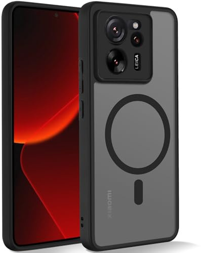 Coiwxmoi Funda Magnética para Xiaomi 13T / 13T Pro 5G, Carcasa Translúcido Mate Case Antigolpes Silicona TPU Antiarañazos PC Parte Trasera Protectora Cover para Xiaomi 13T 6,67, Negro