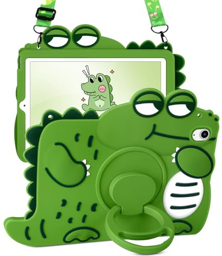 SurgeCraft Funda para iPad Air de 11 pulgadas, para Air de 5ª y 4ª generación, bonita funda para niñas y niños, bonita funda con correa y soporte de asa, silicona suave para iPad Air M2 2024, para Air