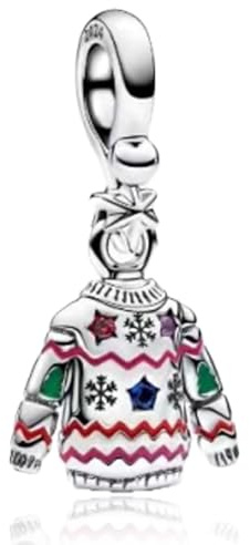 Amuefer Christmas Sweater Dangle Charms para Pulseras y Collares, Colgante de Plata de Ley con Circonita Cúbica, Navidad Cumpleaños Día de Navidad Joyería Regalos para Mujeres