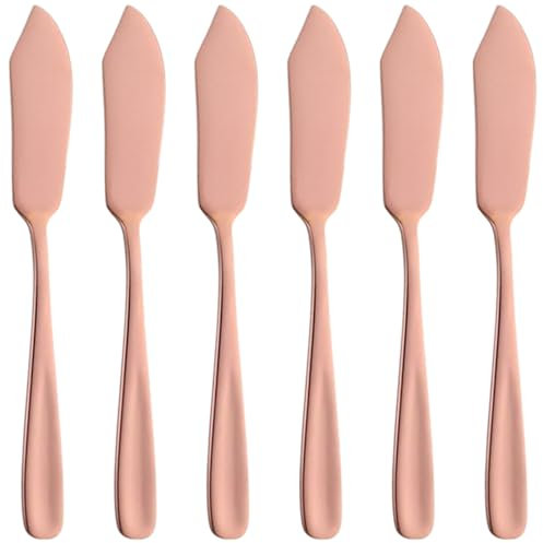 Coltello da burro da 6 pollici di diffusione di burro in oro rosa da 6 pcs inossidabile ingannaggio burro a specchio squisito per il burro, formaggio, marmellata