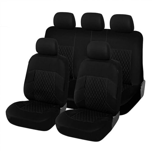 Valcla Auto Sitzbezüge für Hyundai Tucson 2015-2023, Stoff Sitzbezug Schonbezüge Sets Vorne Hinten Atmungsaktiv Rutschfester, Auto Sitzkissenschutz Zubehör,C Black